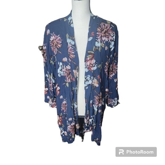 Pink Clover Floral Print Kimono. Size L. - Picture 1 of 8